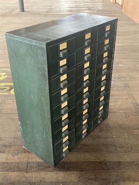 hobart steel drawer cabinets|1930s Industrial Cabinet / File Cabinet / 27 Drawers / Hobart.